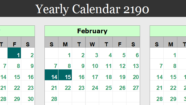 Dynamic Yearly Calendar